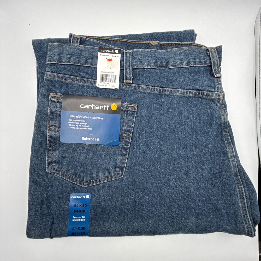 Carhartt B460 DPS Relaxed Fit Straight Leg Jeans‎ Mens 54x30 Blue Denim